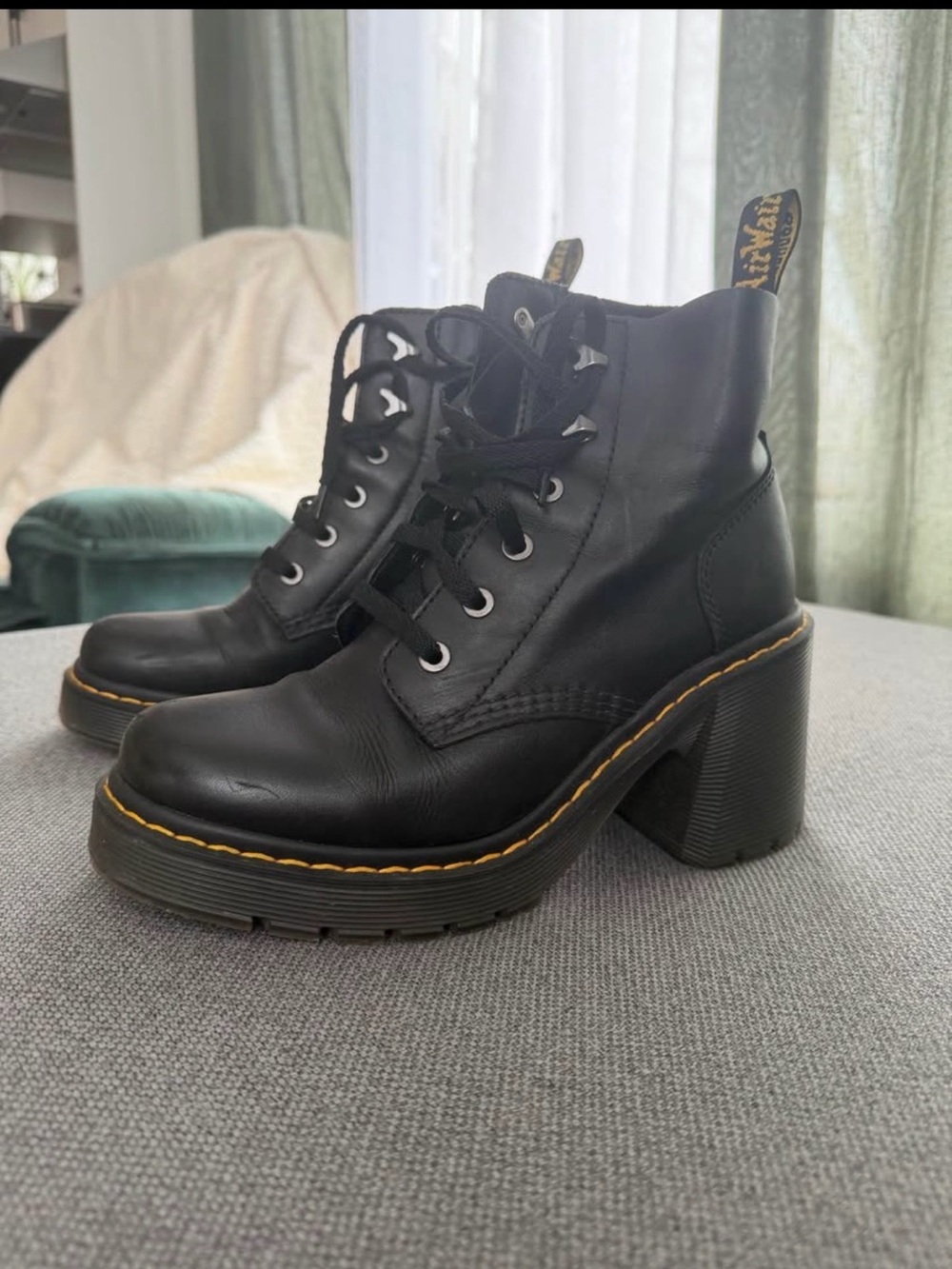 Dr. Martens Black Leather Lace-Up Platform Ankle Boots